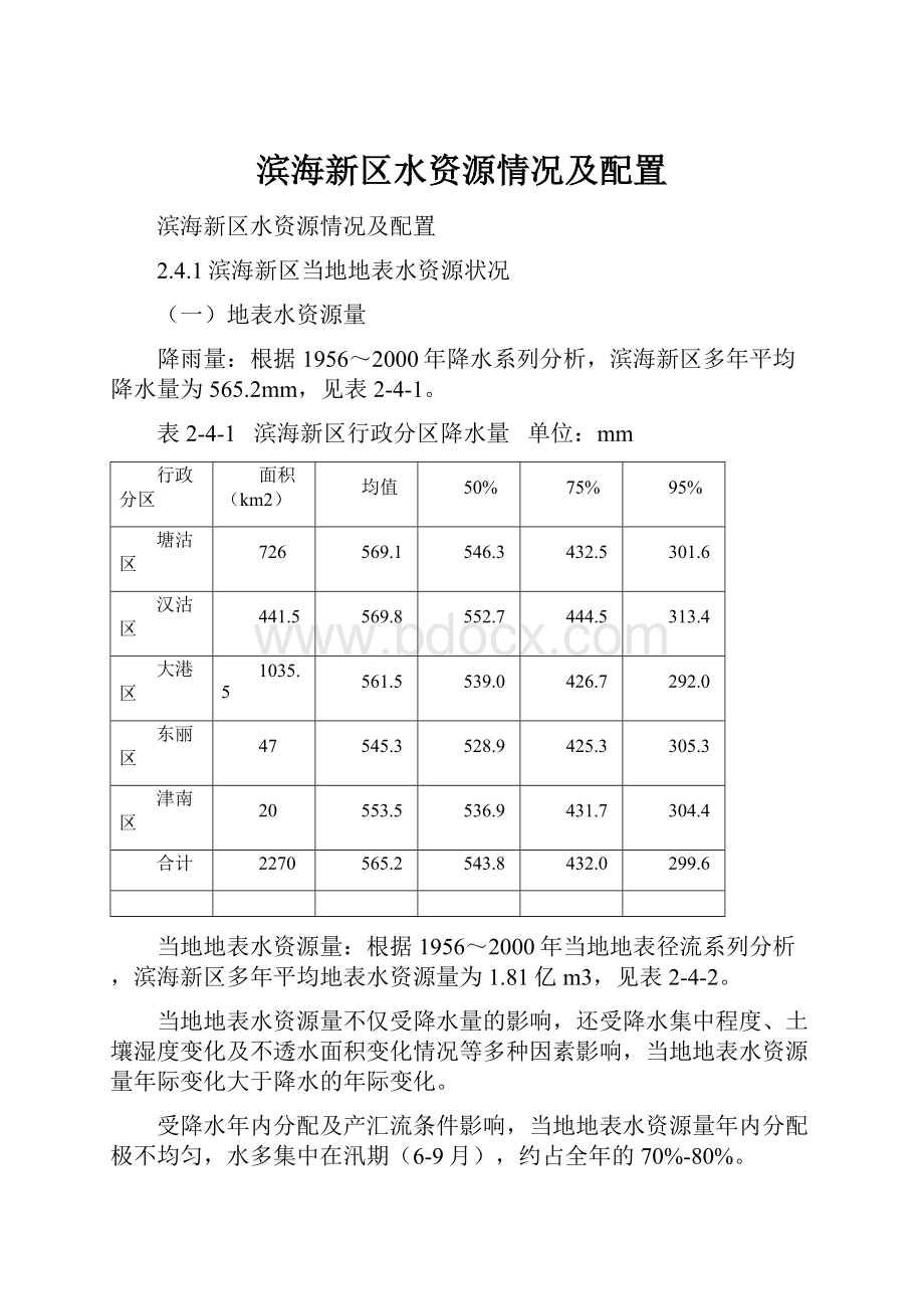 滨海新区水资源情况及配置.docx