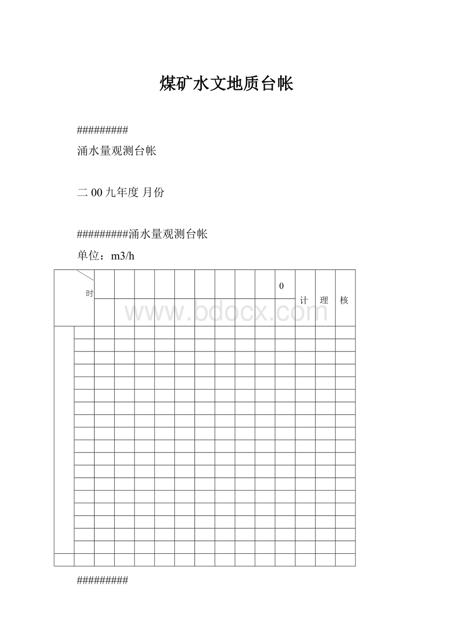 煤矿水文地质台帐.docx_第1页