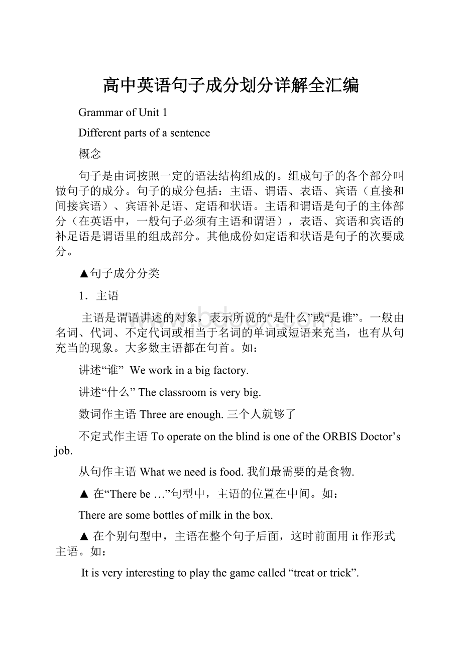 高中英语句子成分划分详解全汇编.docx