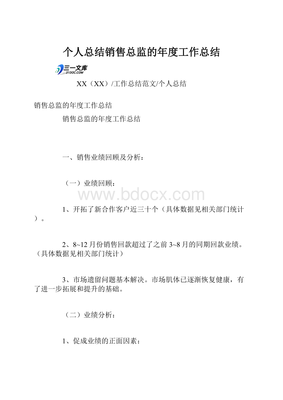 个人总结销售总监的年度工作总结.docx