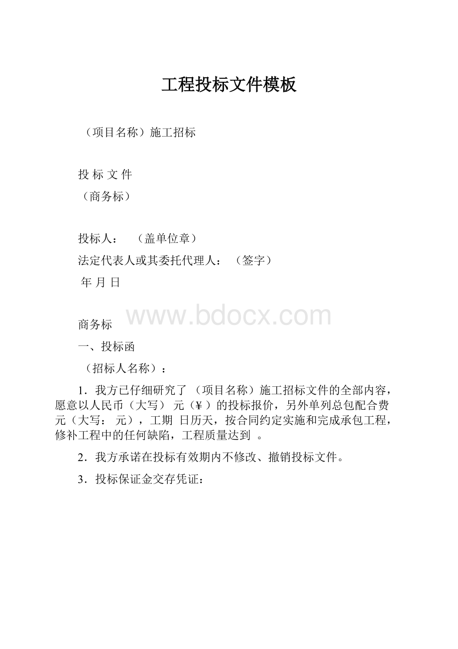 工程投标文件模板.docx_第1页