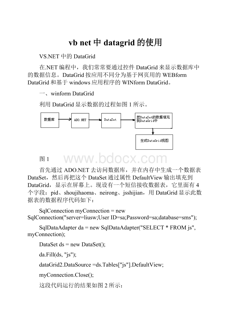 vb net中datagrid的使用.docx