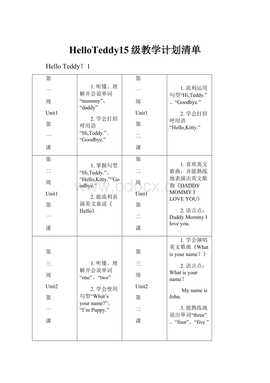 HelloTeddy15级教学计划清单.docx_第1页