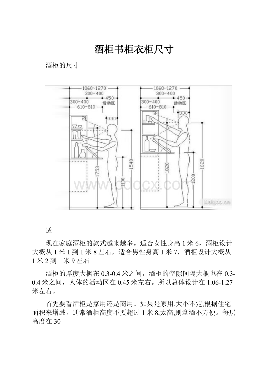 酒柜书柜衣柜尺寸.docx