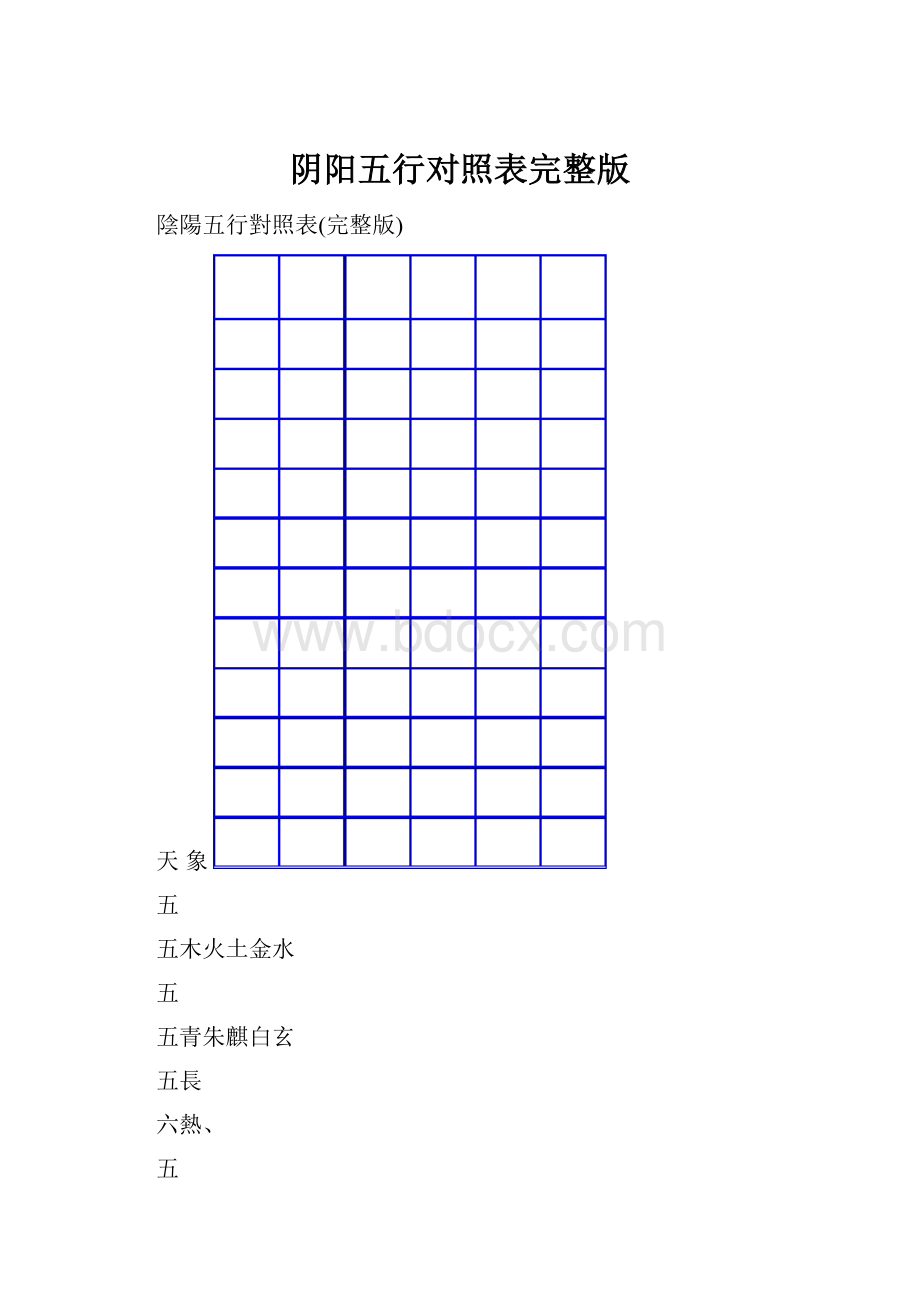 阴阳五行对照表完整版.docx_第1页