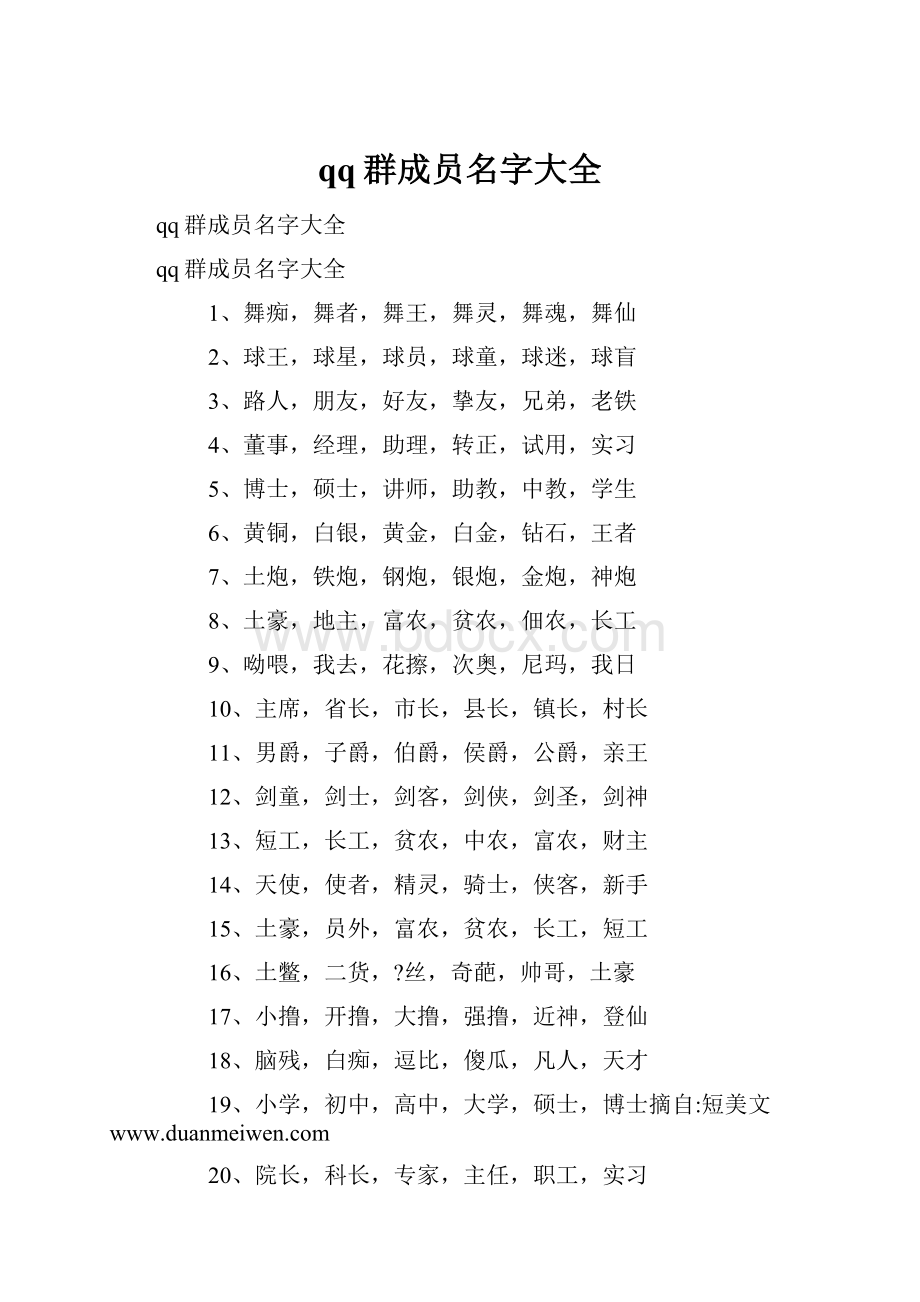 qq群成员名字大全.docx