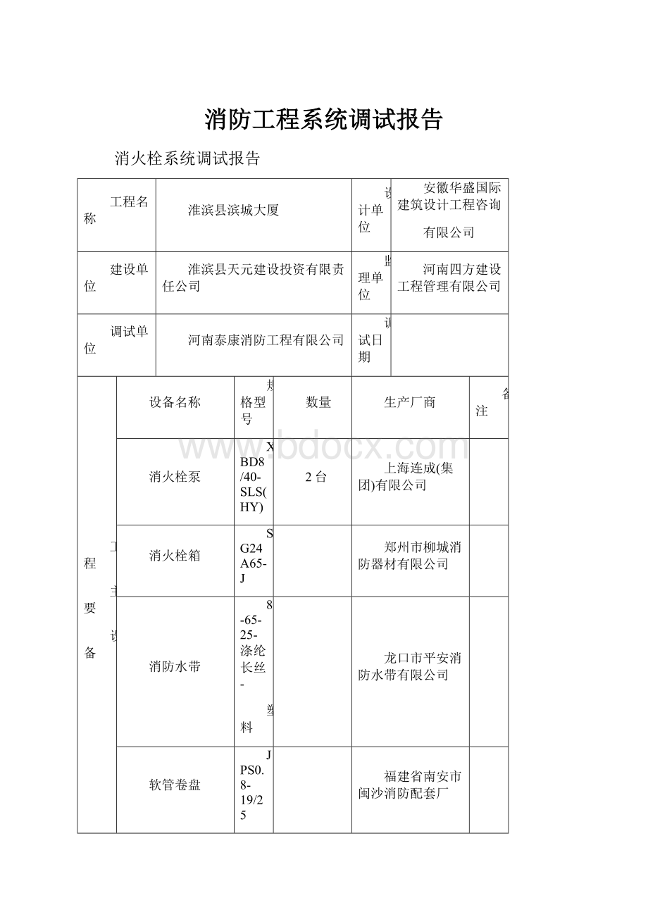 消防工程系统调试报告.docx_第1页