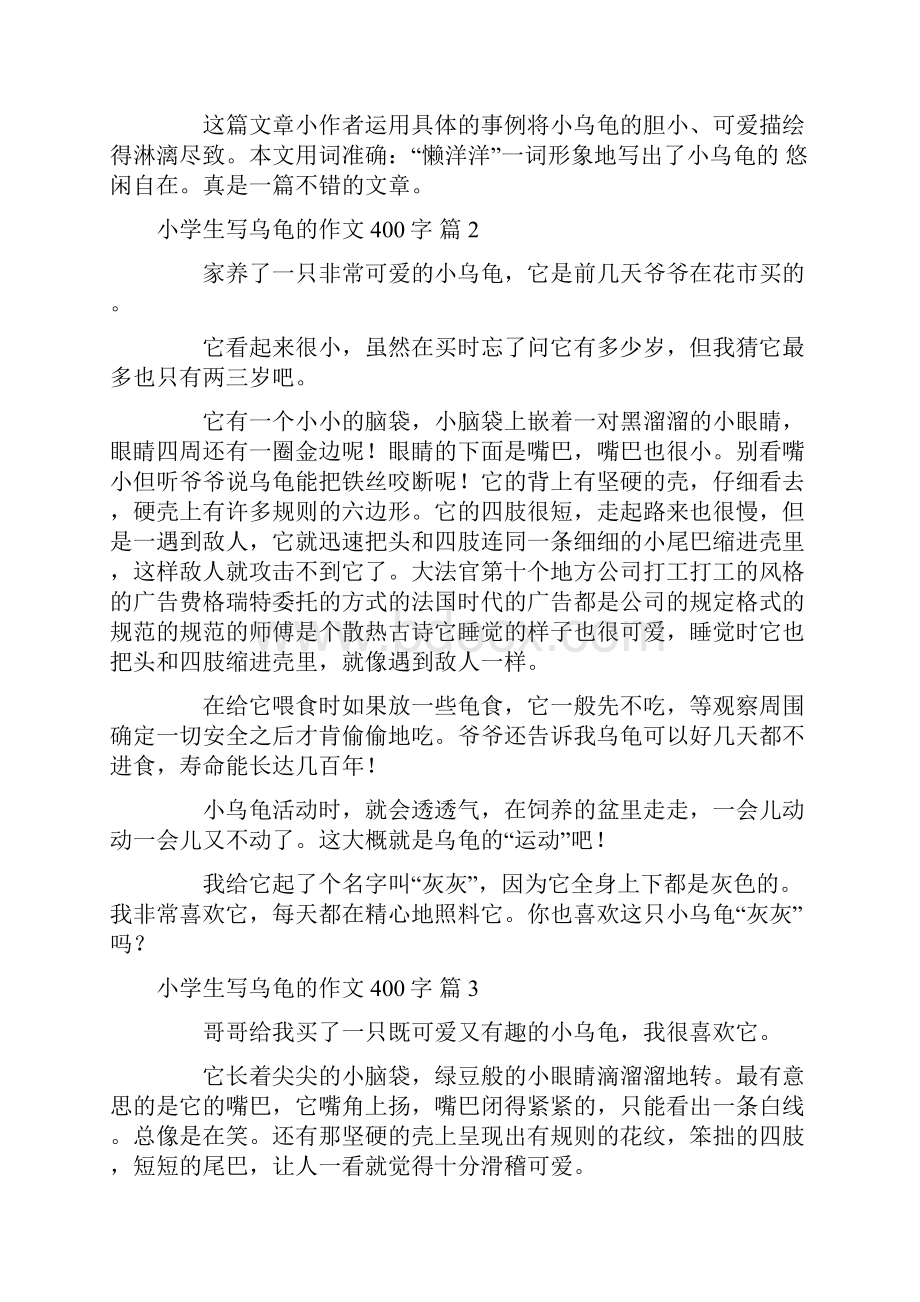 精品小学生写乌龟的作文400字汇总九篇.docx_第2页