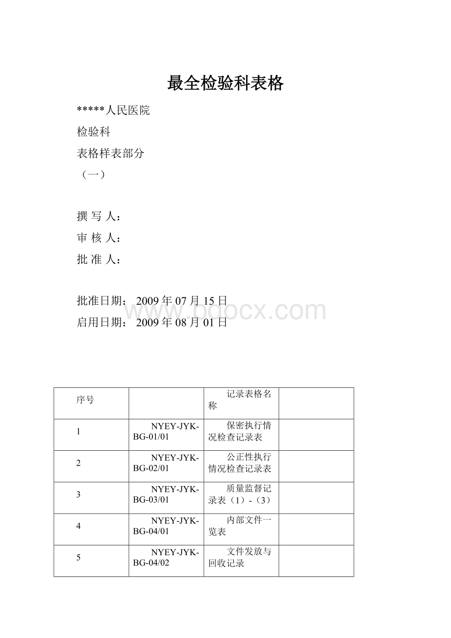 最全检验科表格.docx_第1页