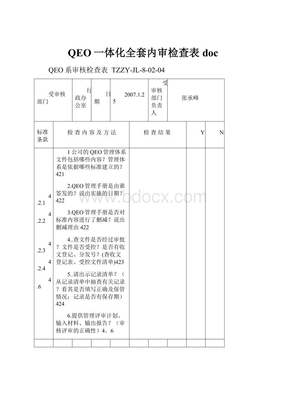 QEO一体化全套内审检查表doc.docx