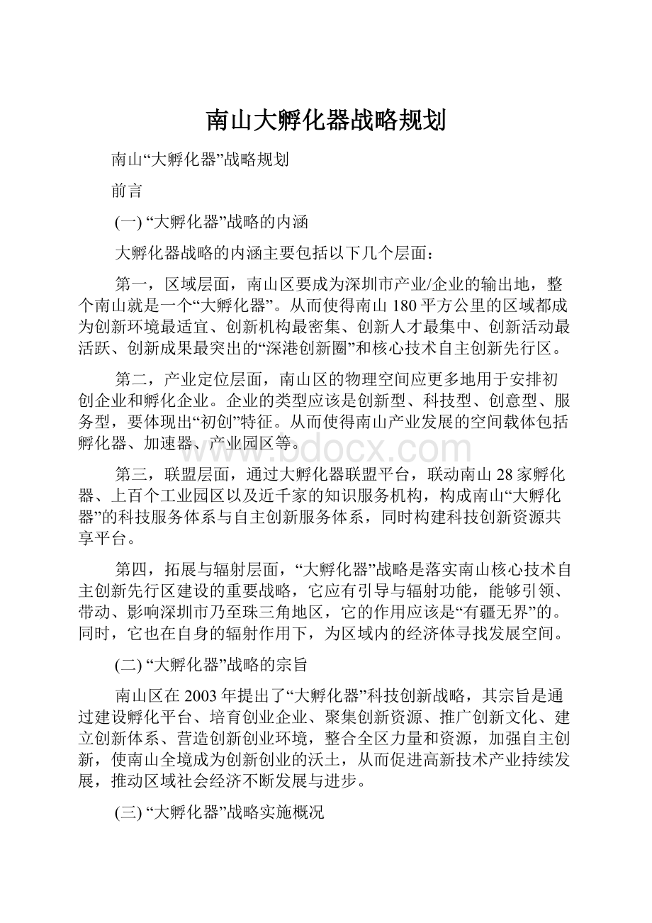 南山大孵化器战略规划.docx