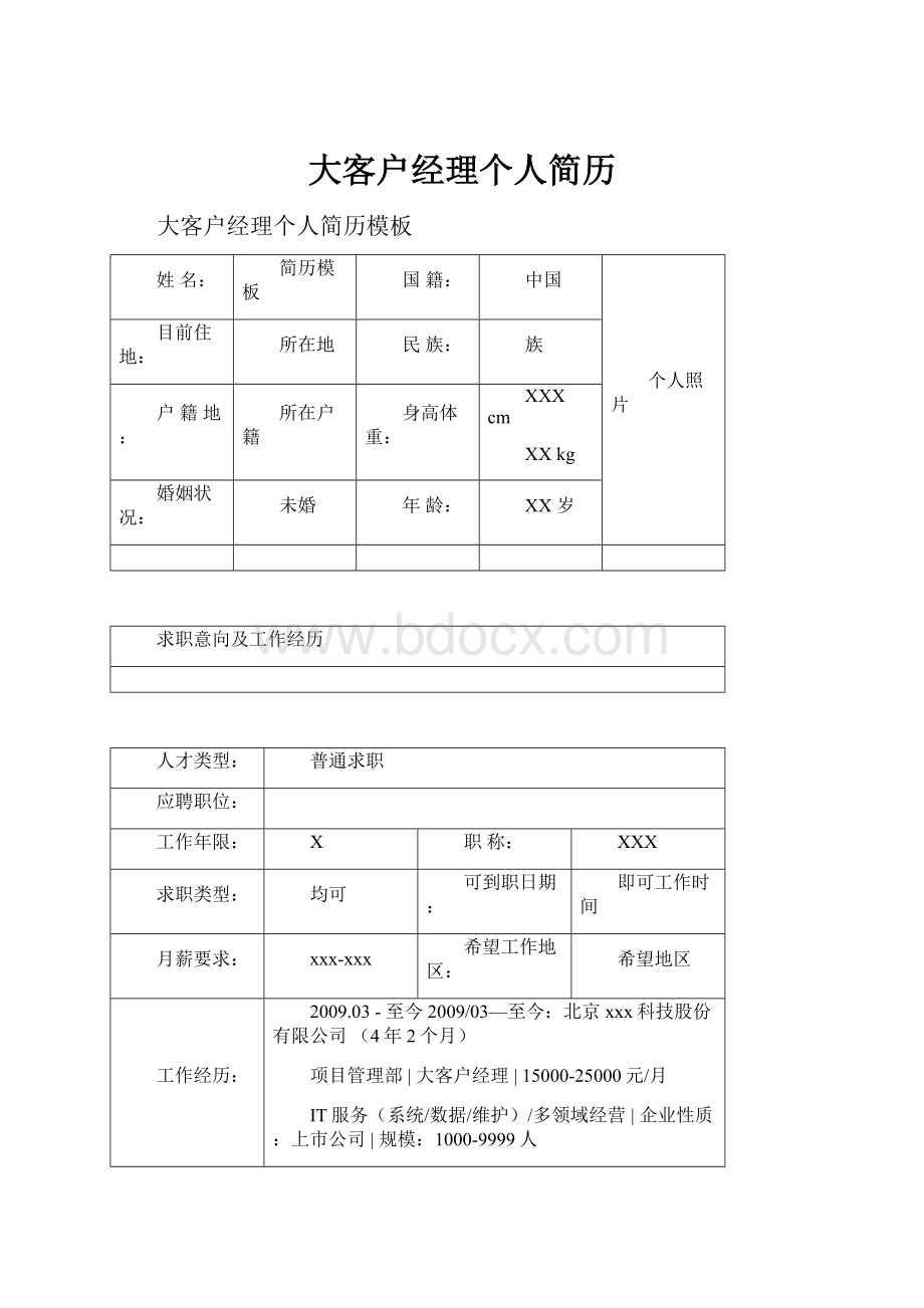 大客户经理个人简历.docx