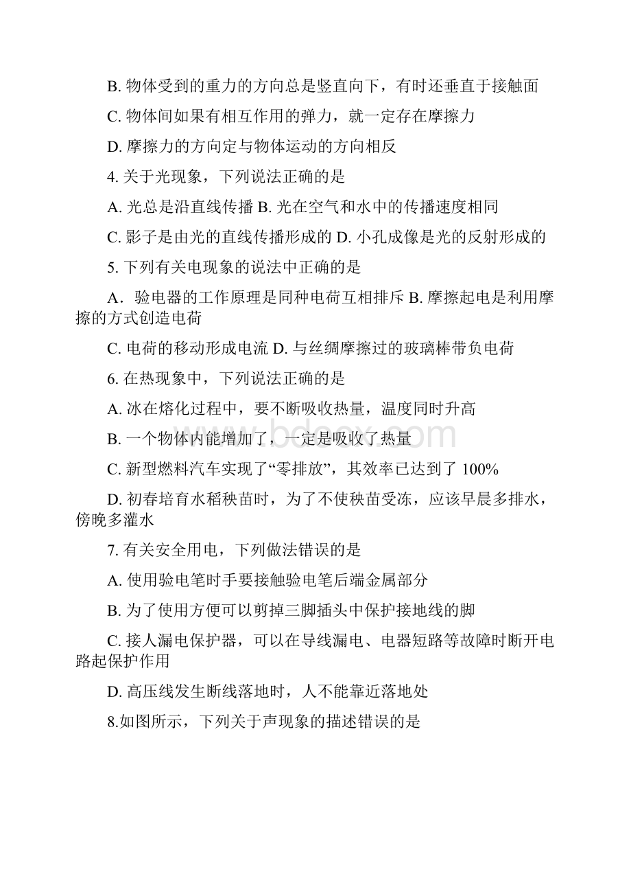 中考物理全真模拟试题含答案及解析.docx_第2页