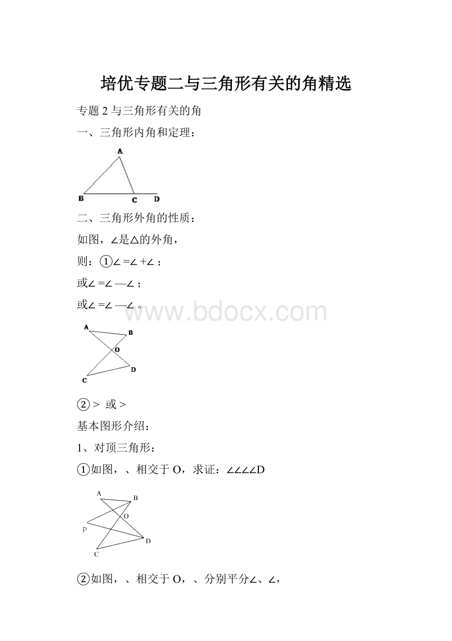 培优专题二与三角形有关的角精选.docx