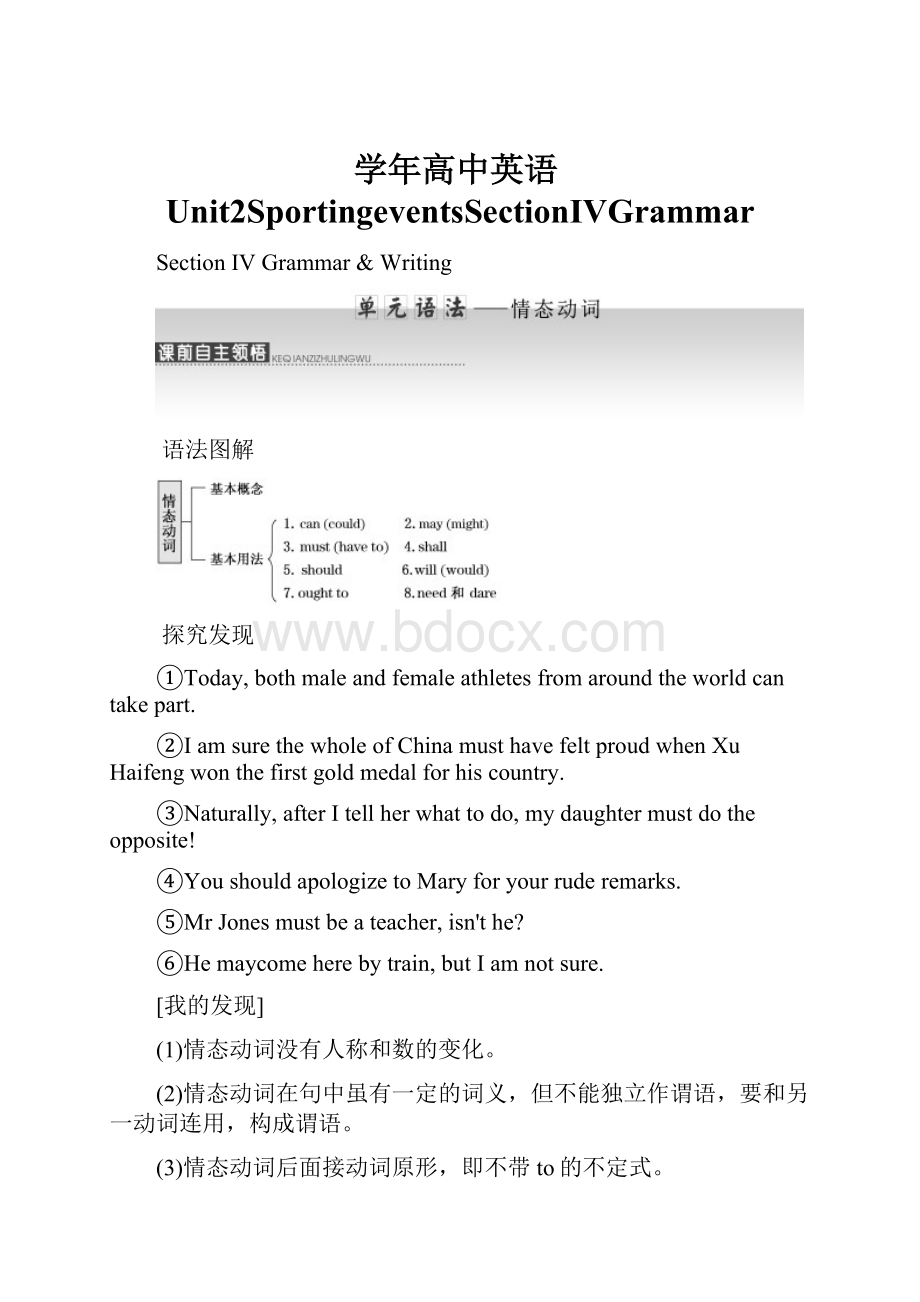 学年高中英语Unit2SportingeventsSectionⅣGrammar.docx