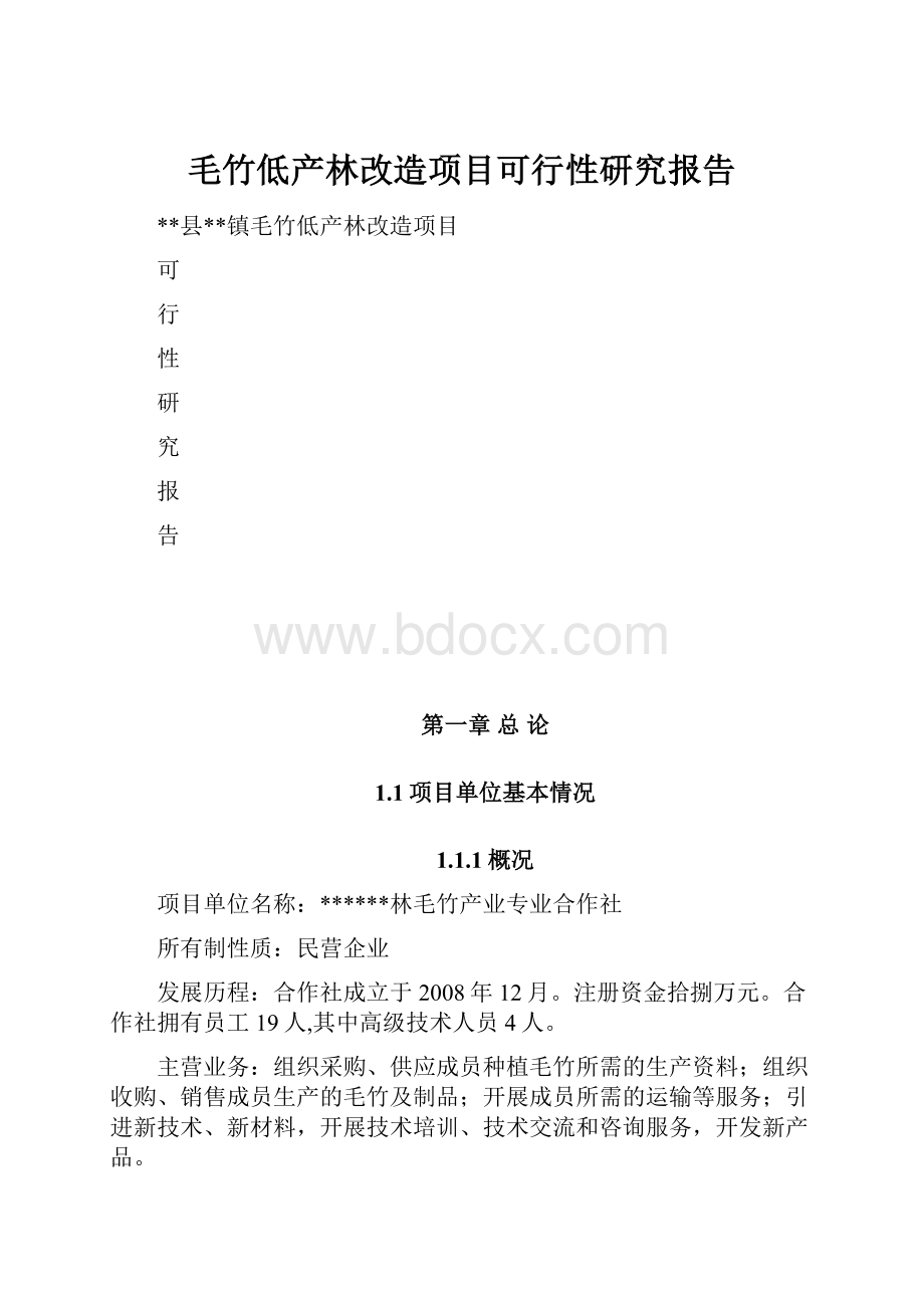 毛竹低产林改造项目可行性研究报告.docx_第1页