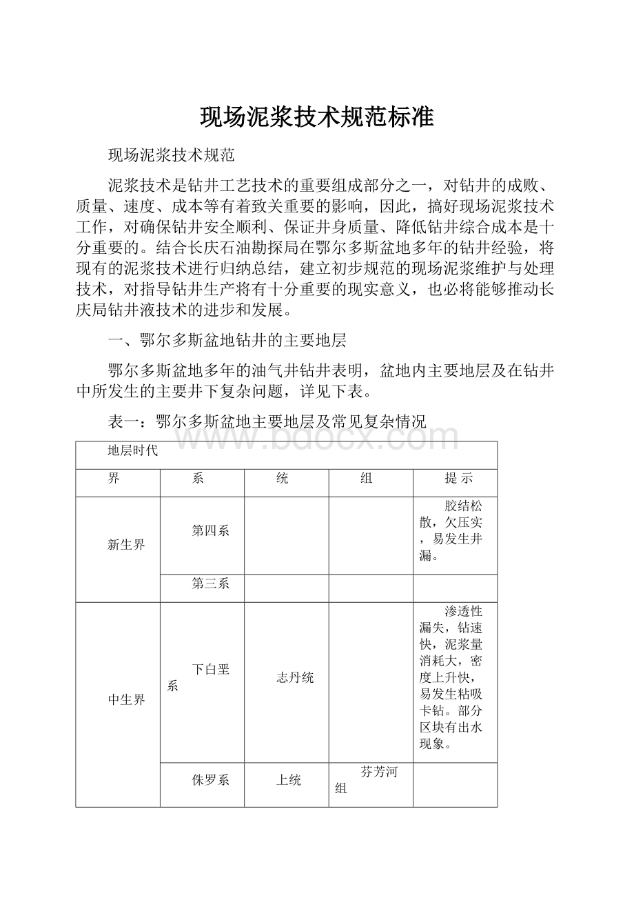 现场泥浆技术规范标准.docx