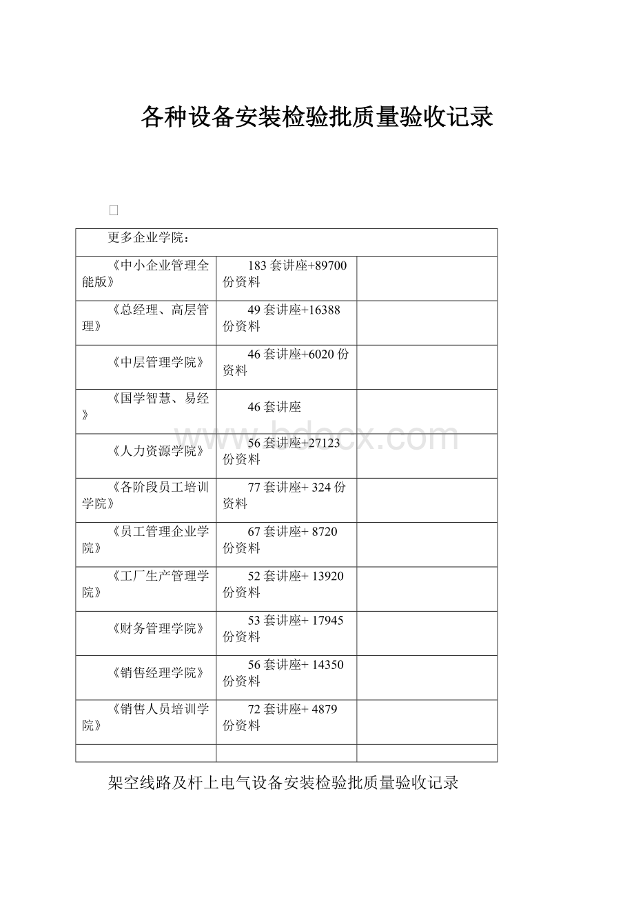 各种设备安装检验批质量验收记录.docx