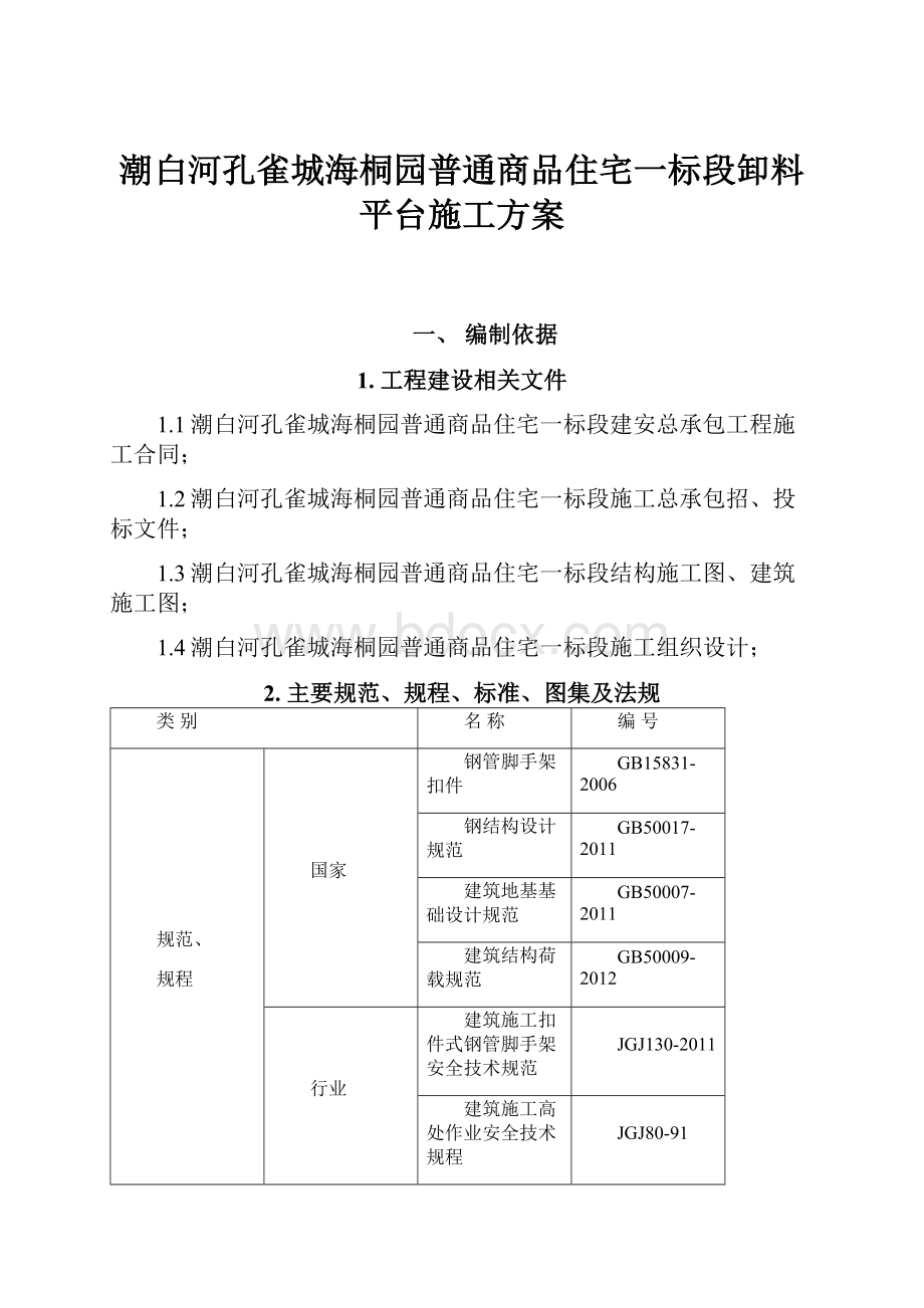 潮白河孔雀城海桐园普通商品住宅一标段卸料平台施工方案.docx