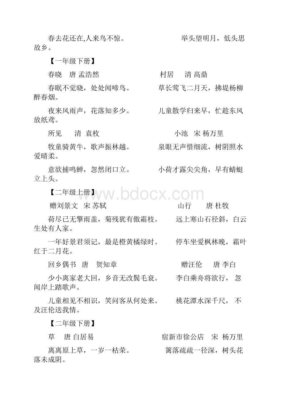 小学语文一到六年级课本古诗词集锦.docx_第2页