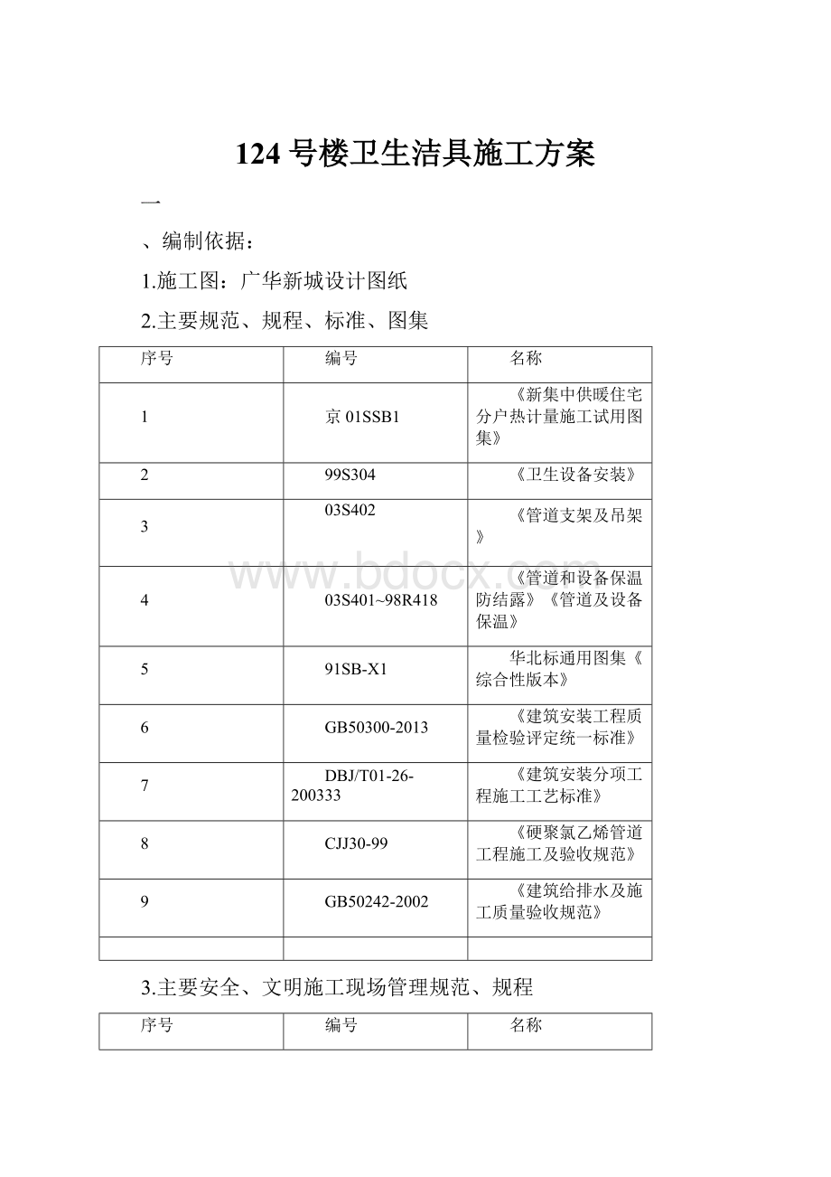 124号楼卫生洁具施工方案.docx