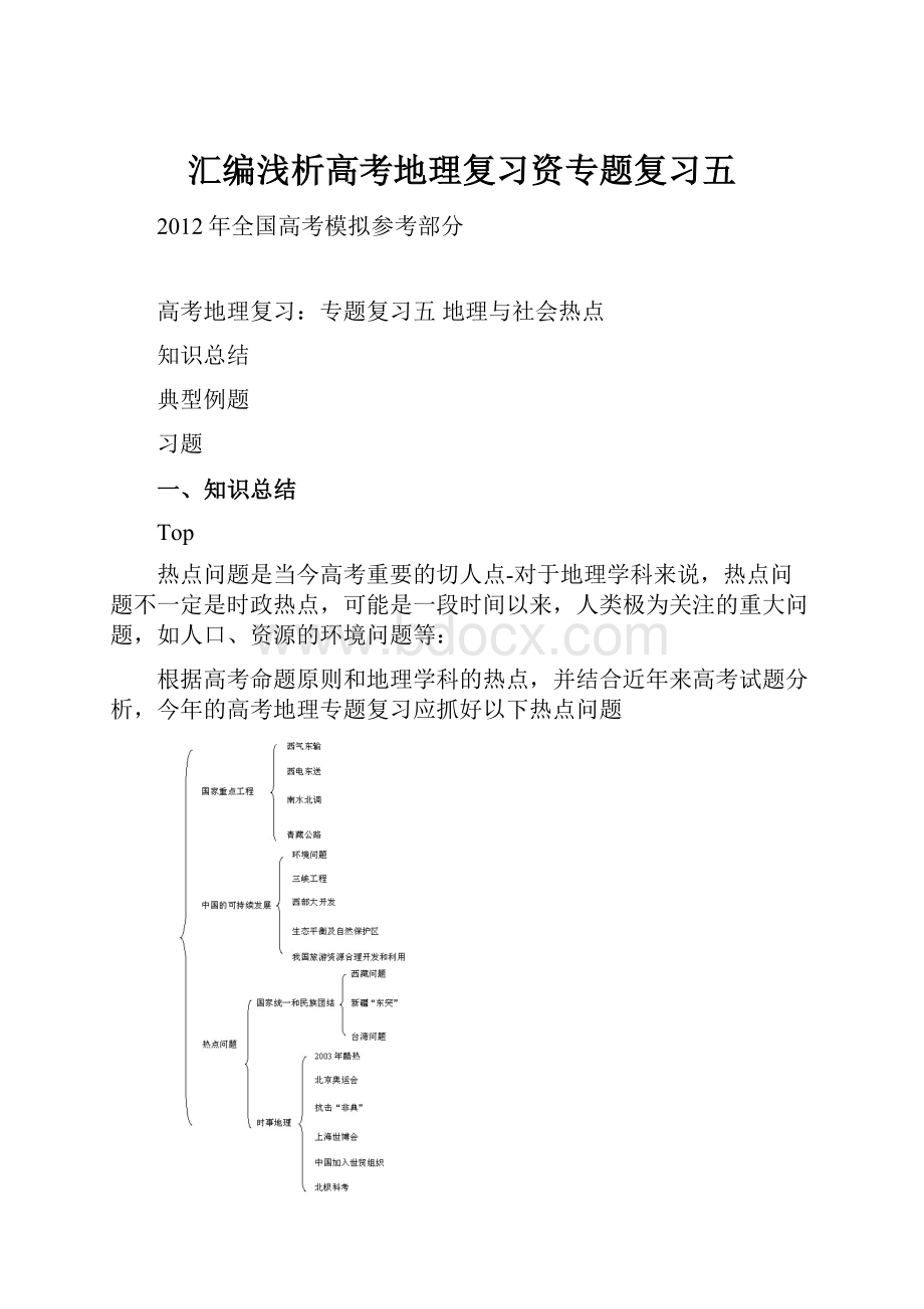 汇编浅析高考地理复习资专题复习五.docx_第1页