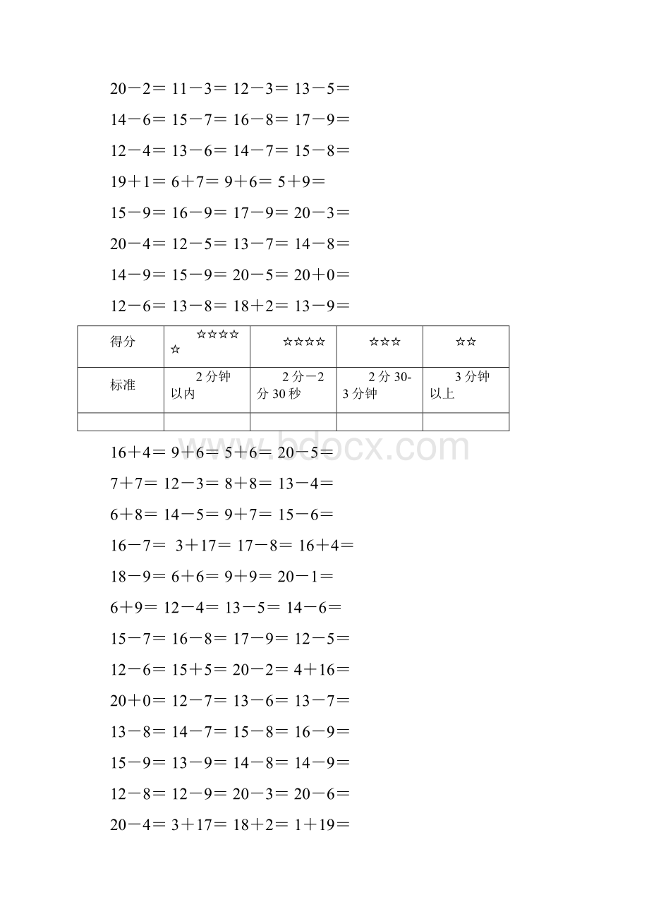 最新20以内进退位加减法练习可以直接打印1.docx_第2页