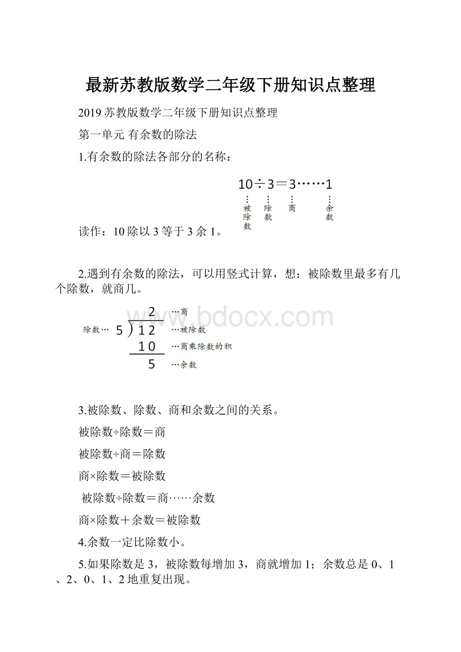 最新苏教版数学二年级下册知识点整理.docx