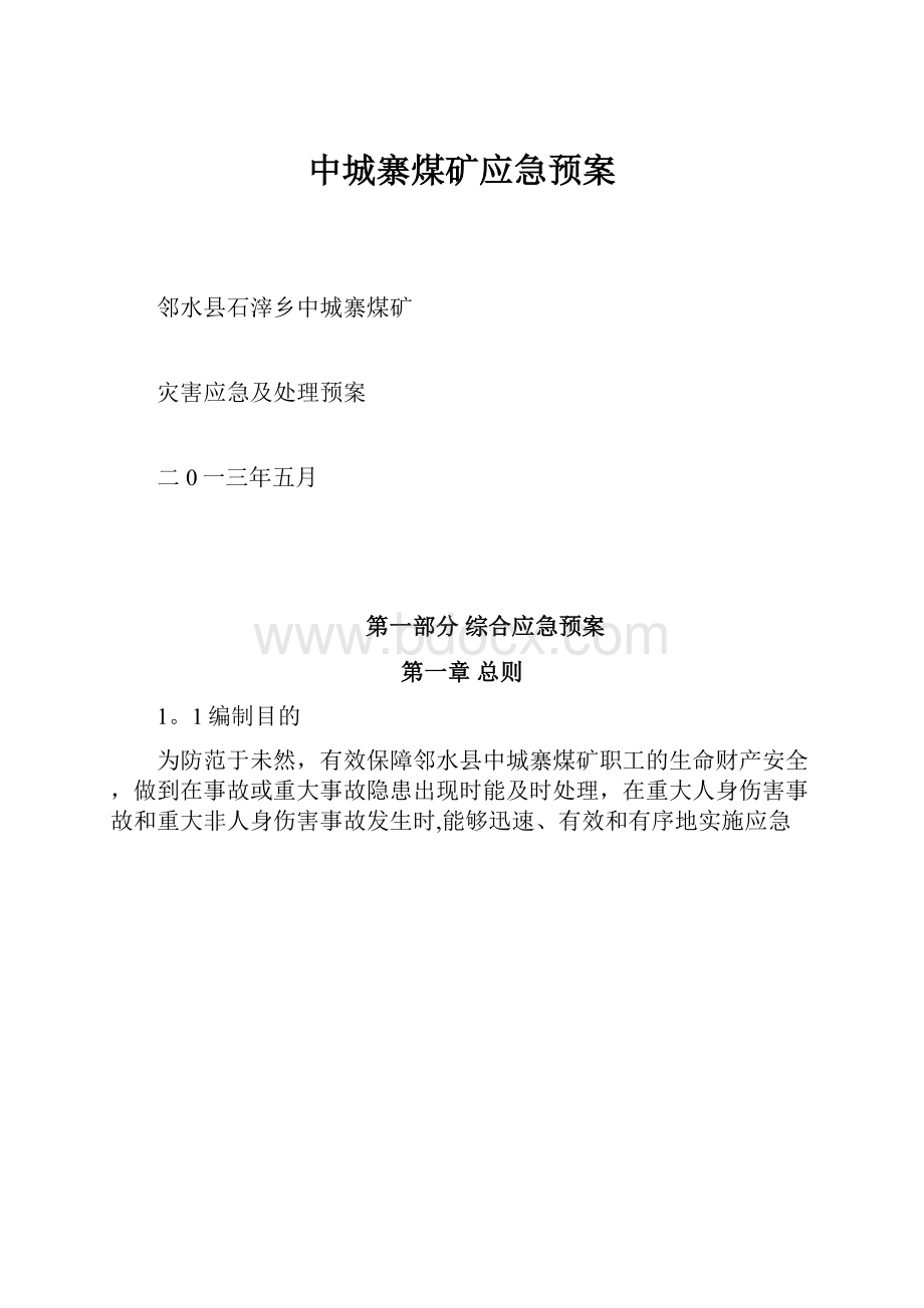 中城寨煤矿应急预案.docx