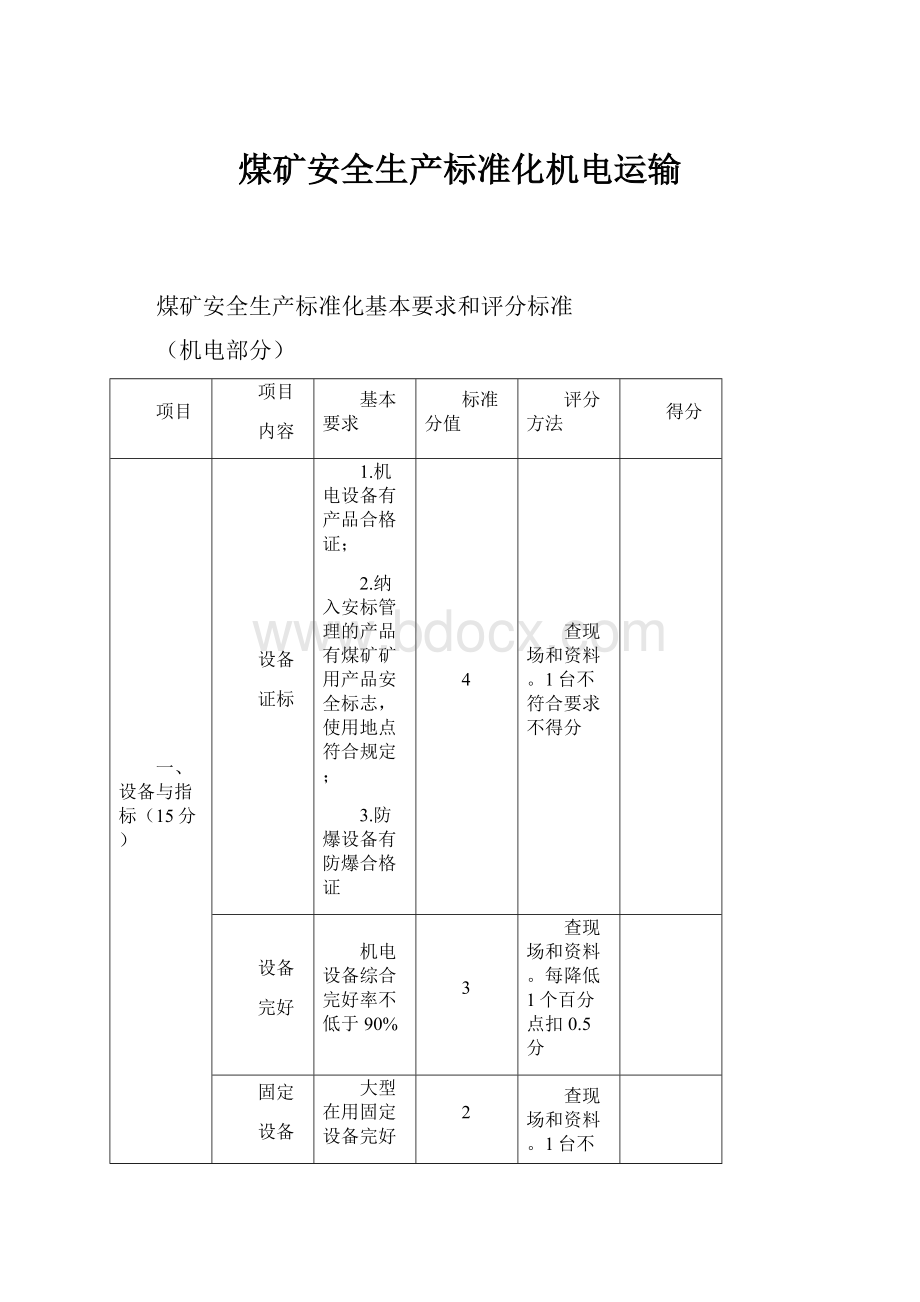 煤矿安全生产标准化机电运输.docx