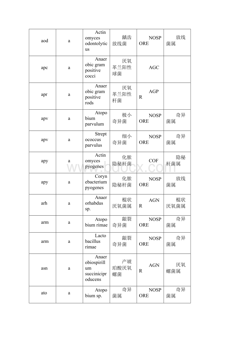 常见细菌中英文对照菌组菌属及代码厌氧菌部分.docx_第3页