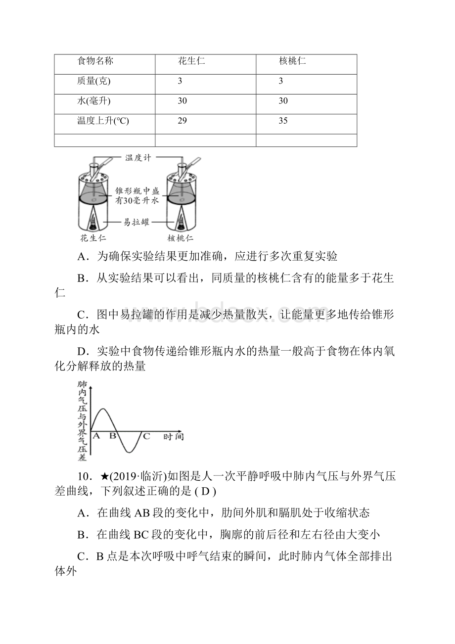 初中生物北师版七年级下册综合检测题word版含答案.docx_第3页