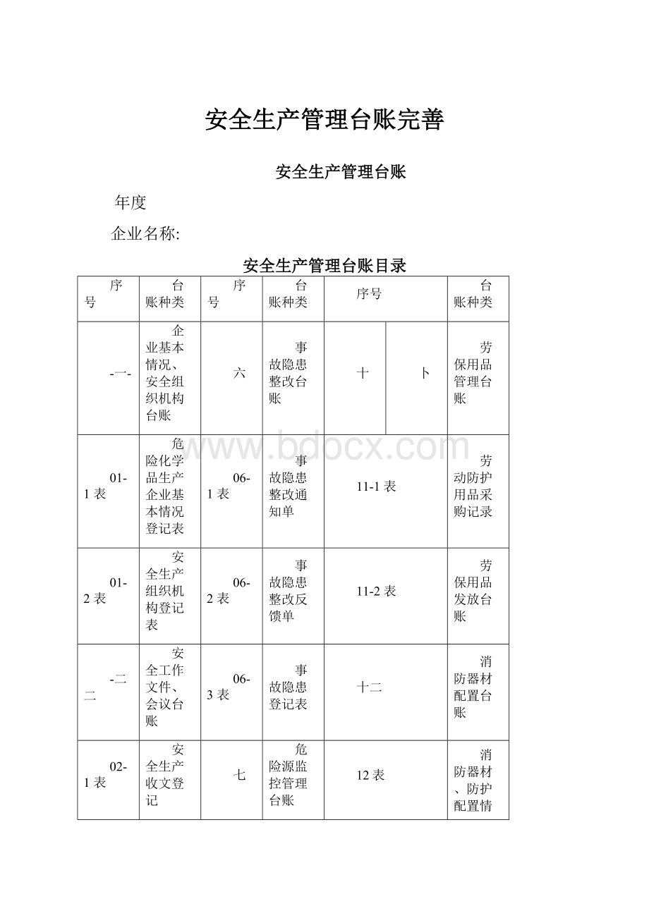 安全生产管理台账完善.docx