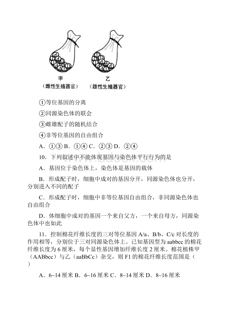 浙江省绍兴市一中学年高一下学期期中生物试题.docx_第3页