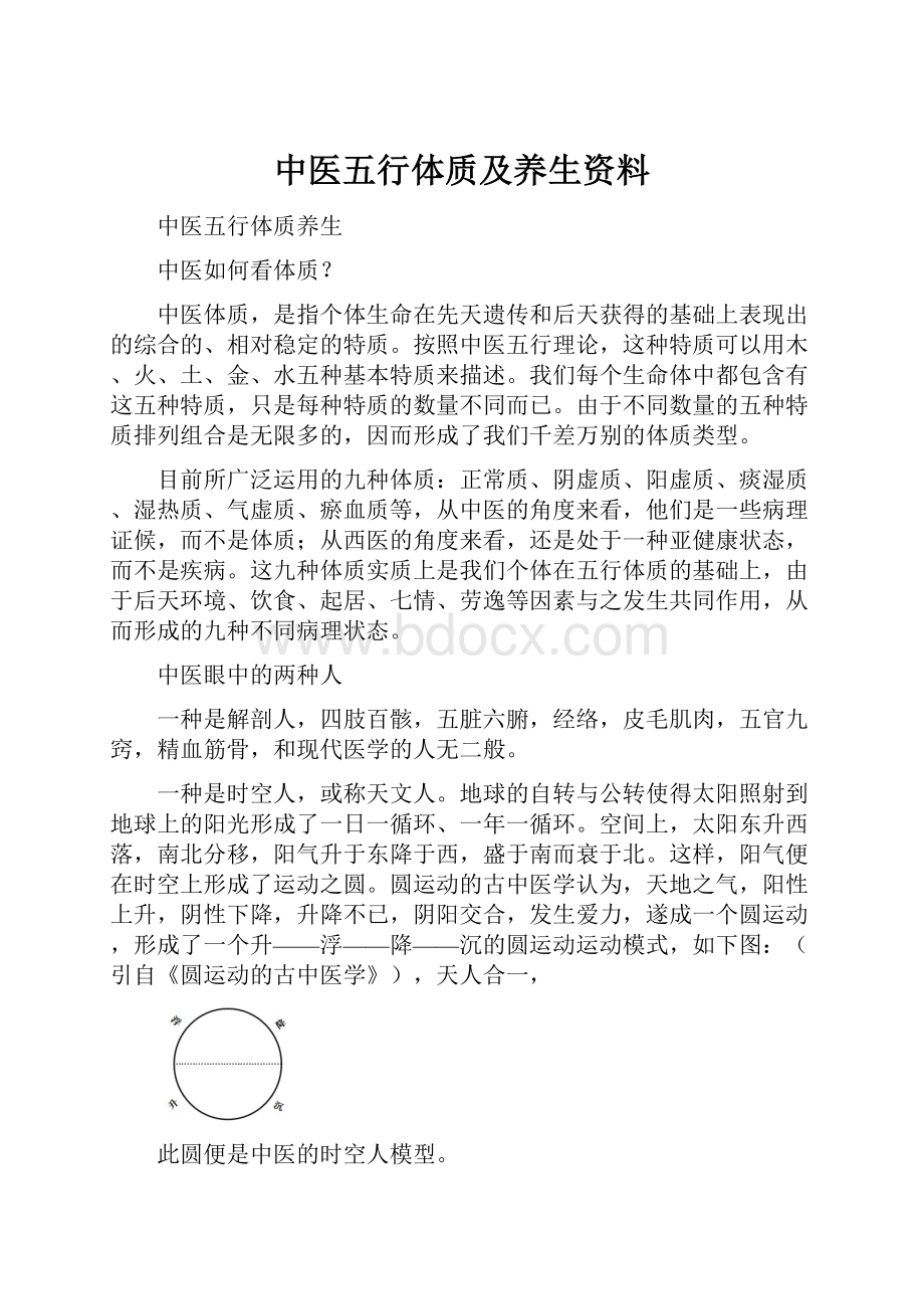 中医五行体质及养生资料.docx