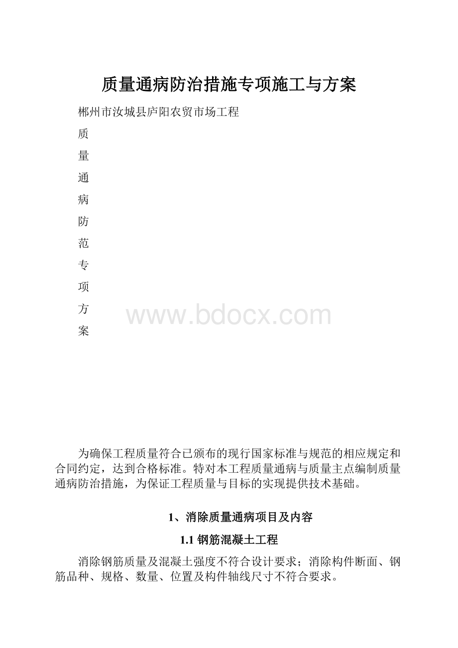 质量通病防治措施专项施工与方案.docx_第1页