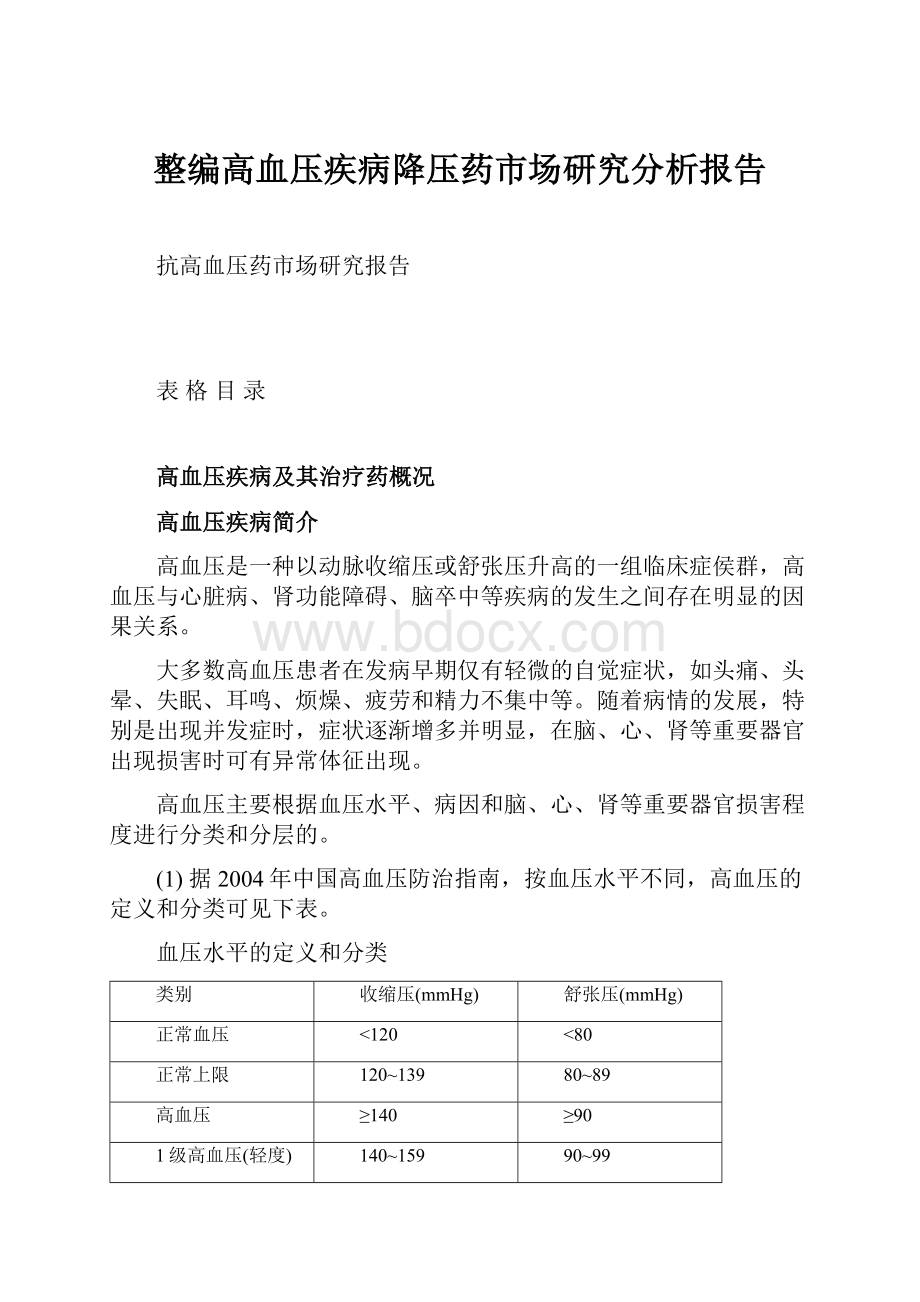 整编高血压疾病降压药市场研究分析报告.docx