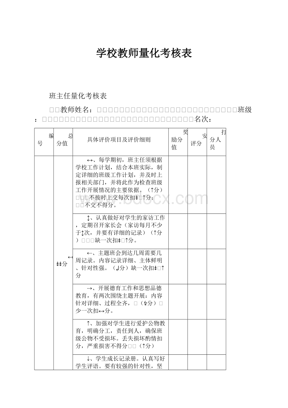 学校教师量化考核表.docx_第1页