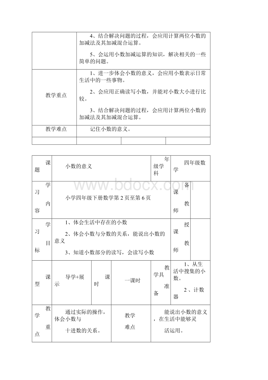 春季学期新北师大版四年级数学下册第一单元导学案表格式.docx_第2页