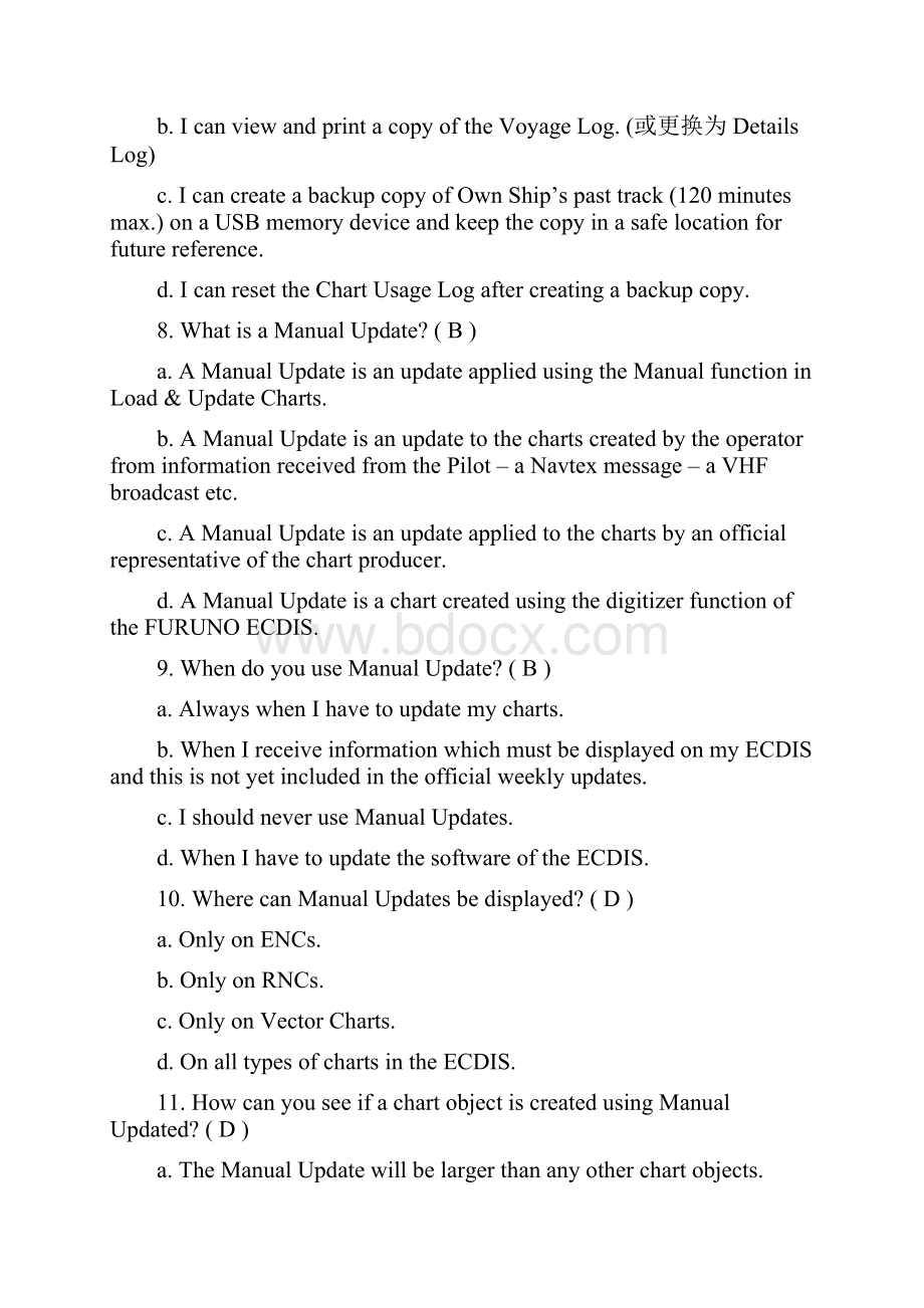 FURUNO ECDIS Multiple Choice Test 古野电子海图题库测试题演示教学.docx_第3页