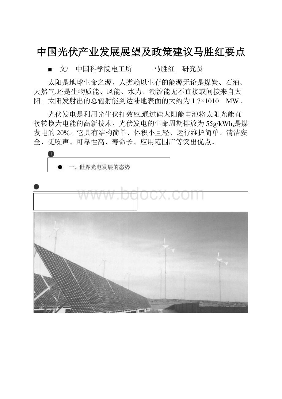 中国光伏产业发展展望及政策建议马胜红要点.docx