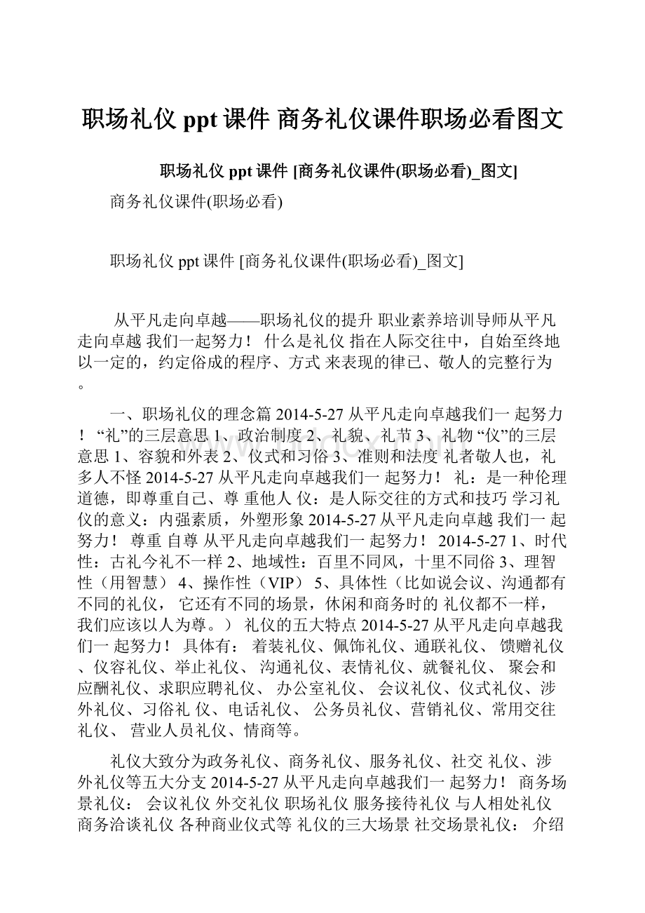 职场礼仪ppt课件 商务礼仪课件职场必看图文.docx