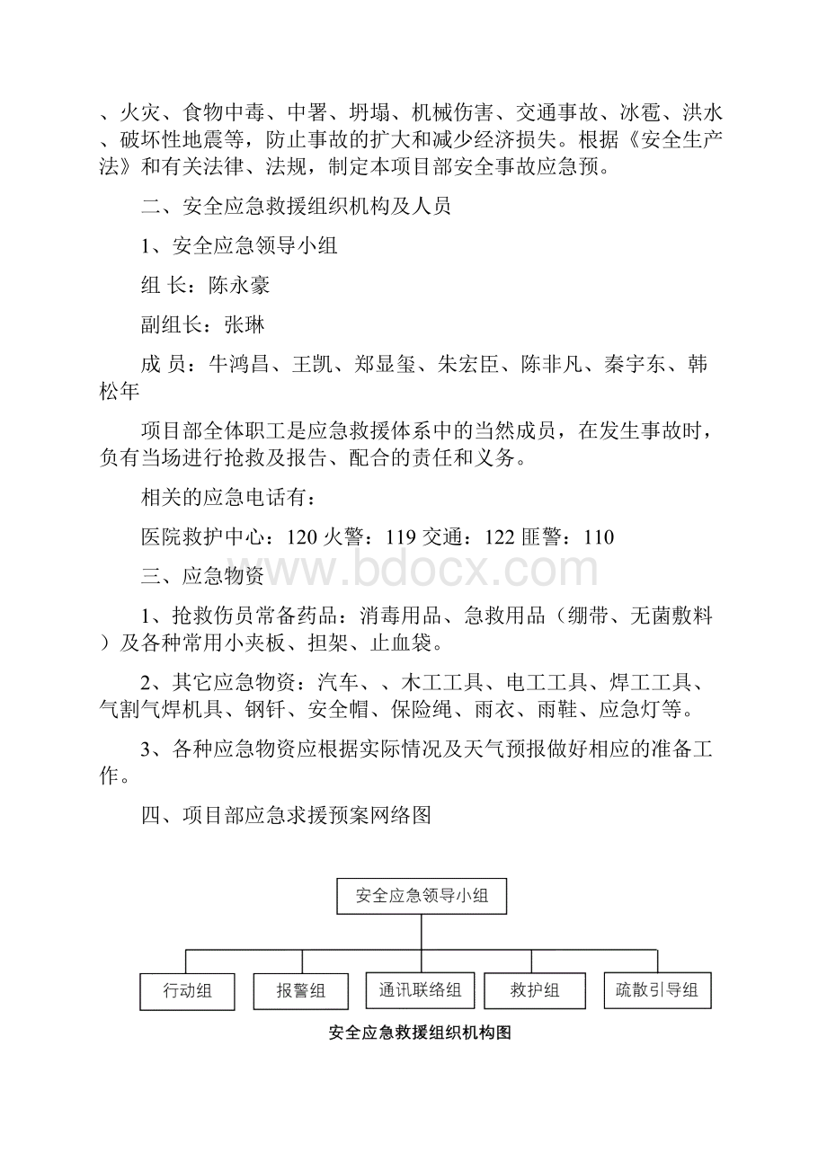 水利工程最新施工资料安全生产事故应急预案预案1标.docx_第3页