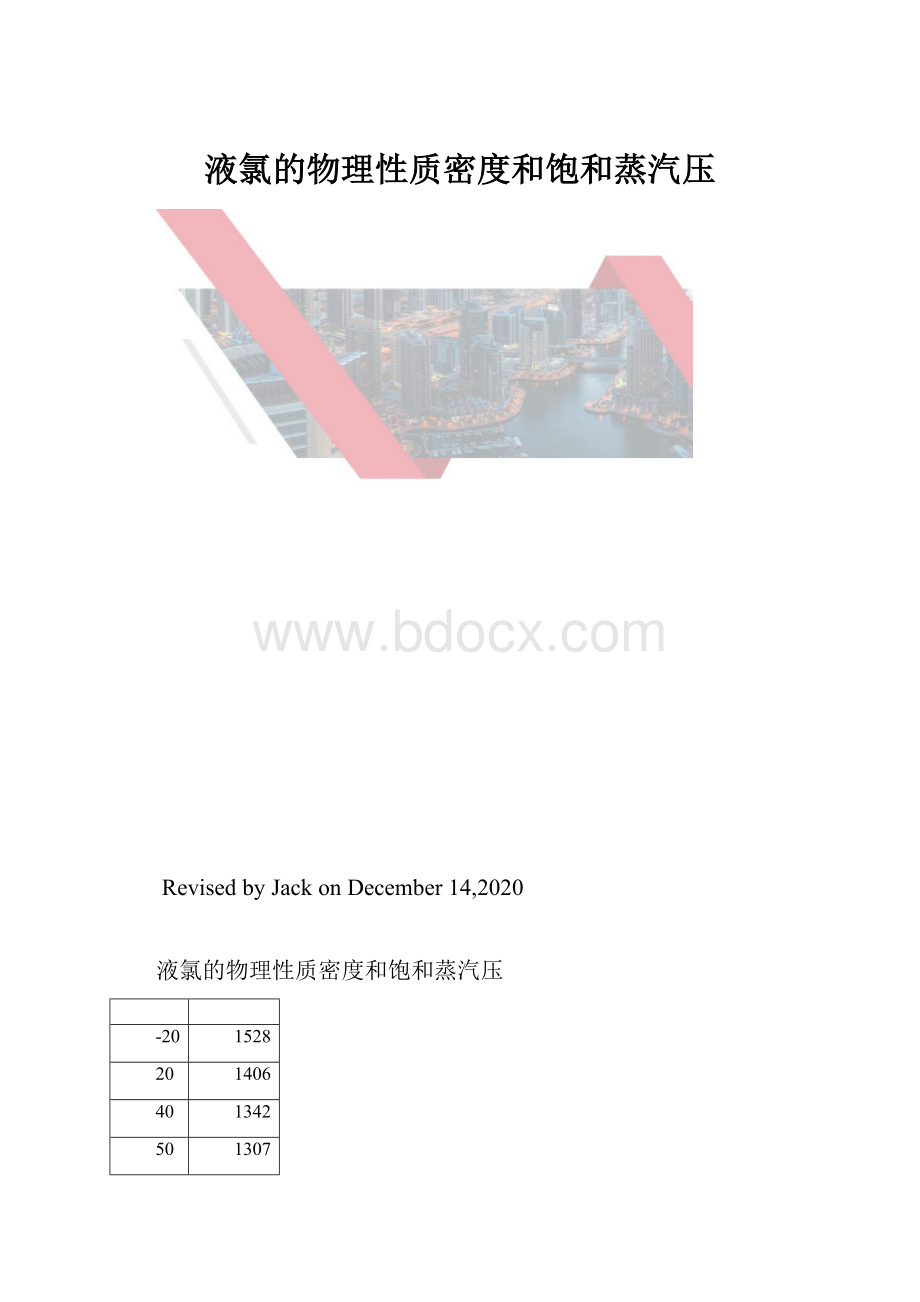 液氯的物理性质密度和饱和蒸汽压.docx