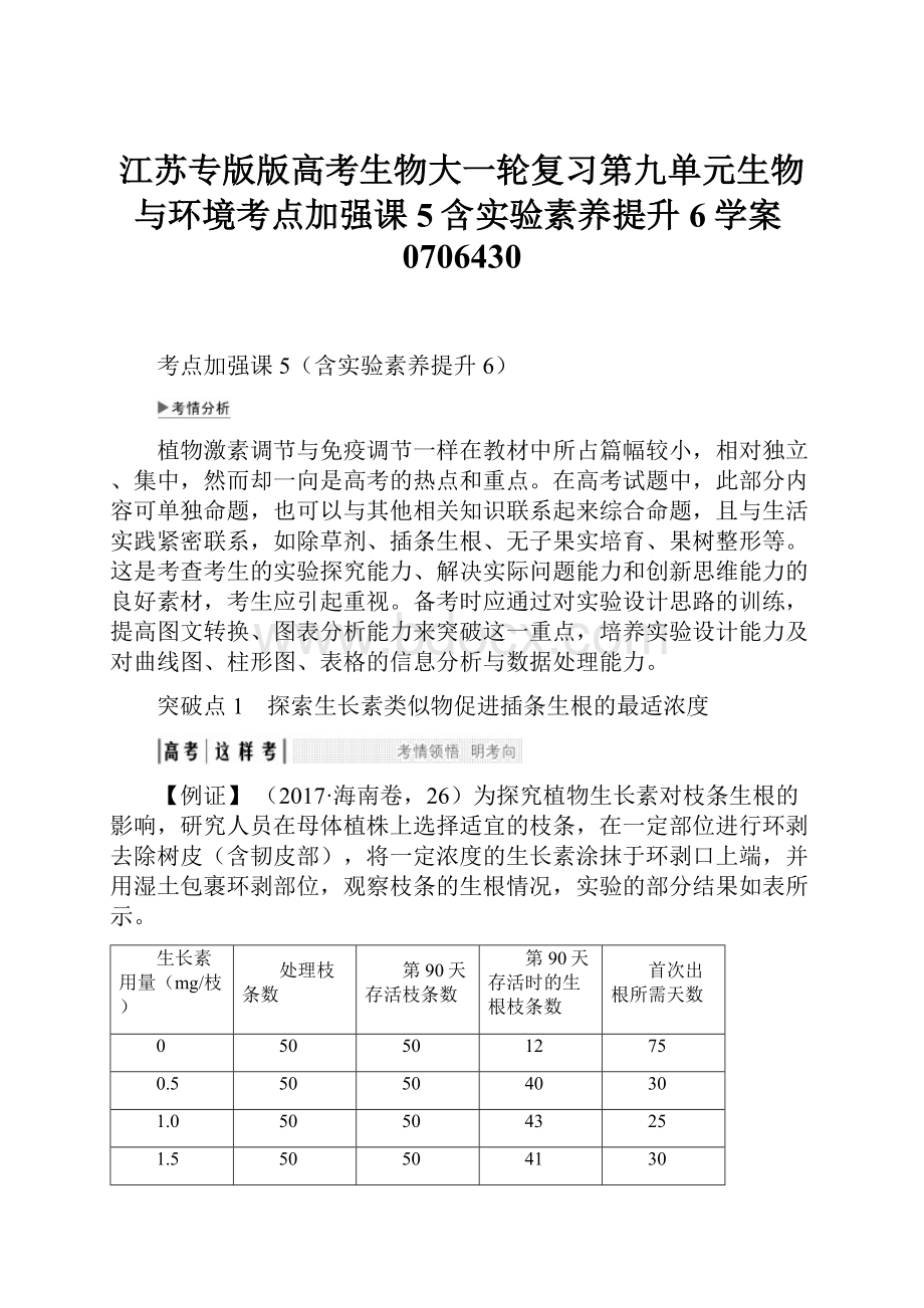 江苏专版版高考生物大一轮复习第九单元生物与环境考点加强课5含实验素养提升6学案0706430.docx