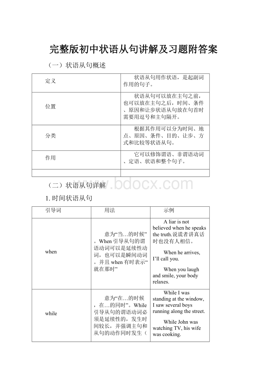 完整版初中状语从句讲解及习题附答案.docx_第1页