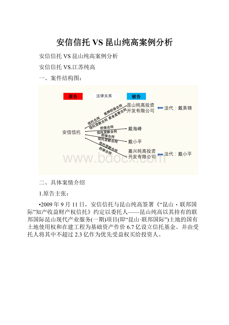 安信信托VS昆山纯高案例分析.docx