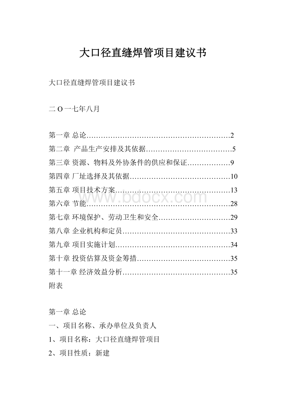 大口径直缝焊管项目建议书.docx_第1页