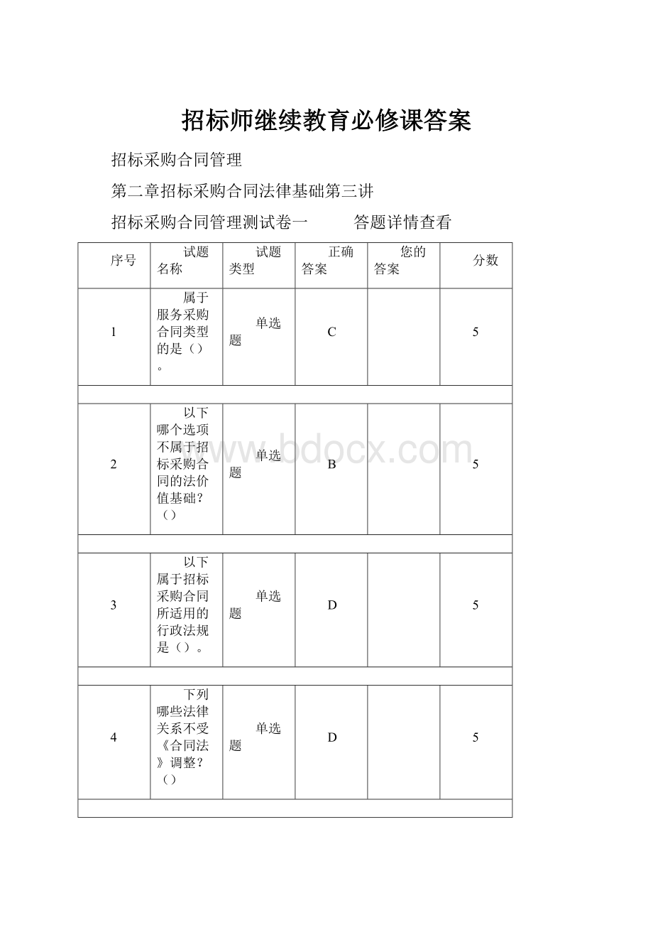 招标师继续教育必修课答案.docx