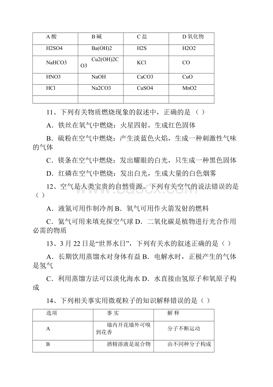 山东省华侨中学学年高一上学期开学考试化学试题.docx_第3页